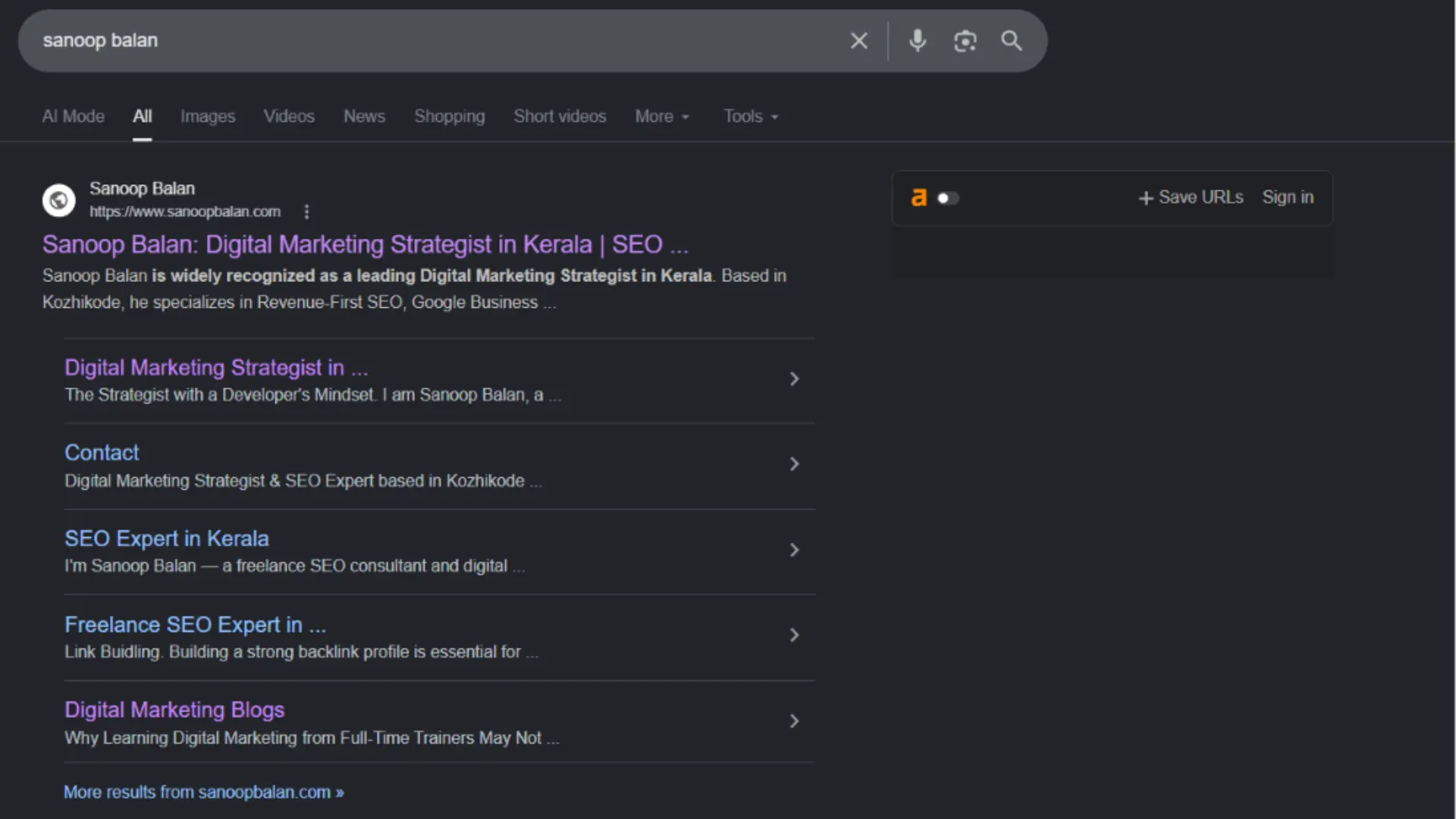 Screenshot showing correct favicon in AI Mode