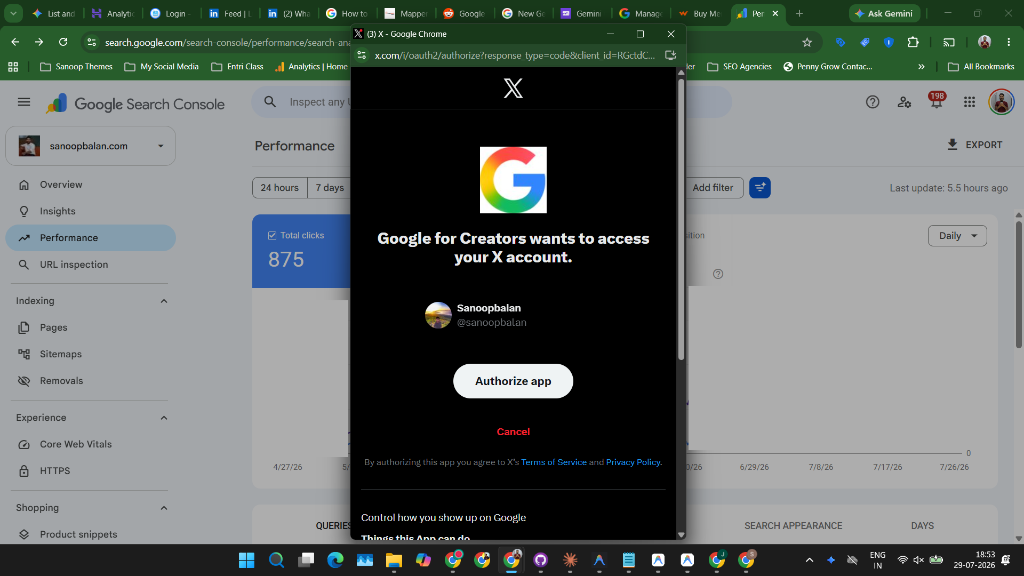 Google for Creators X OAuth Authorization screen