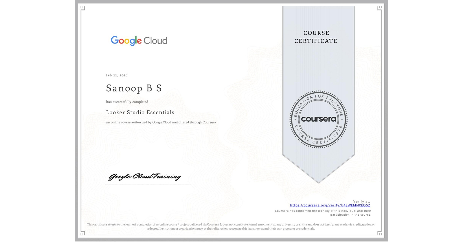Looker Studio Certificate